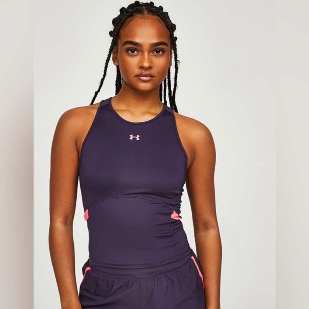•NWT•Under Armour Women’s Armor Mesh Fitted Tank Top- Tux Purple/Pink Shock - Picture 1 of 13